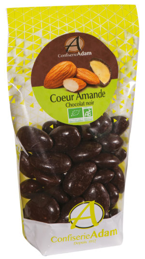sachet dragées amande chocolat noir bio confiserie adam