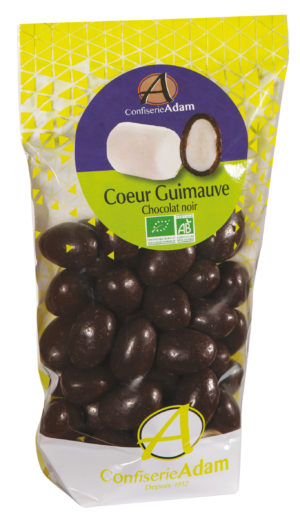 sachet bonbons coeur guimauve chocolat noir bio confiserie adam
