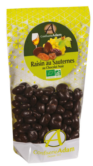 sachet bonbons raisins au Sauternes chocolat noir bio confiserie adam