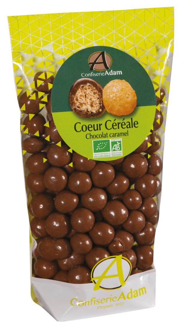 sachet bonbons céréale chocolat caramel bio confiserie adam