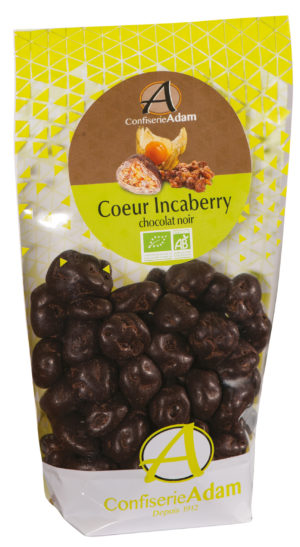 sachet bonbons incaberry confites chocolat noir bio confiserie adam