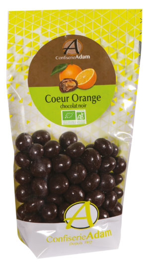 sachet bonbons oranges confites chocolat noir bio confiserie adam