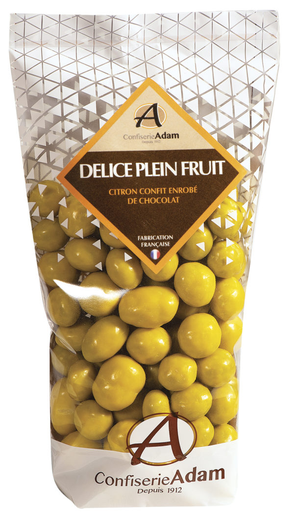 sachet de perles de fruit citron et chocolat confiserie adam