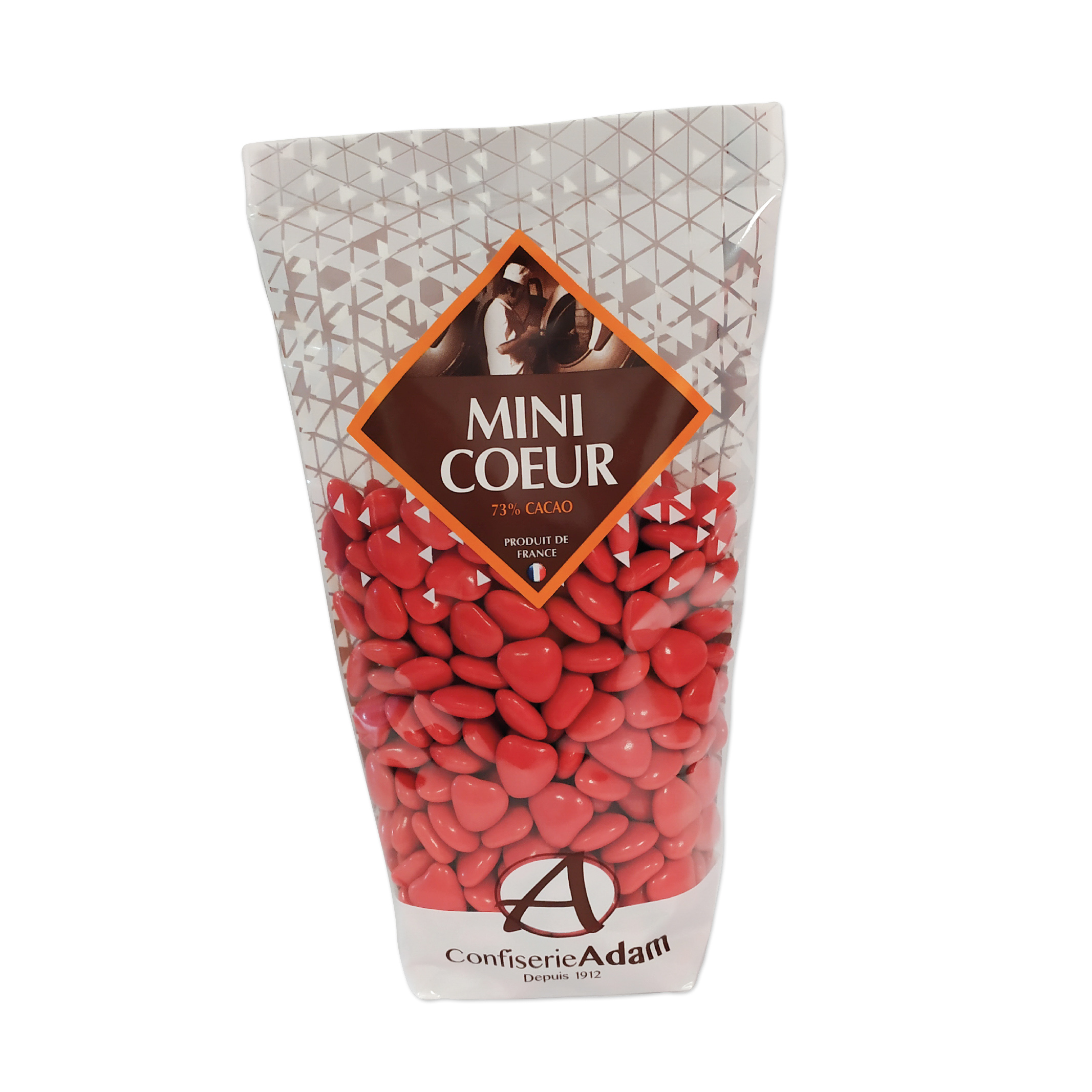 Dragée mini cœur chocolat 71% - Coloris Rouge - Confiserie Adam